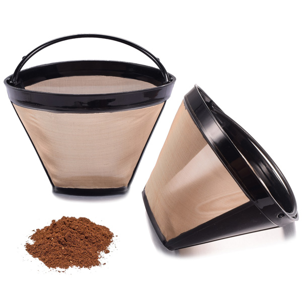 VAQINED Reusable No.4 Cone Coffee Maker Filters for Ninja Coffee Bar Brewer Replacement Permanent Basket Filter (2 Coffee Filters)