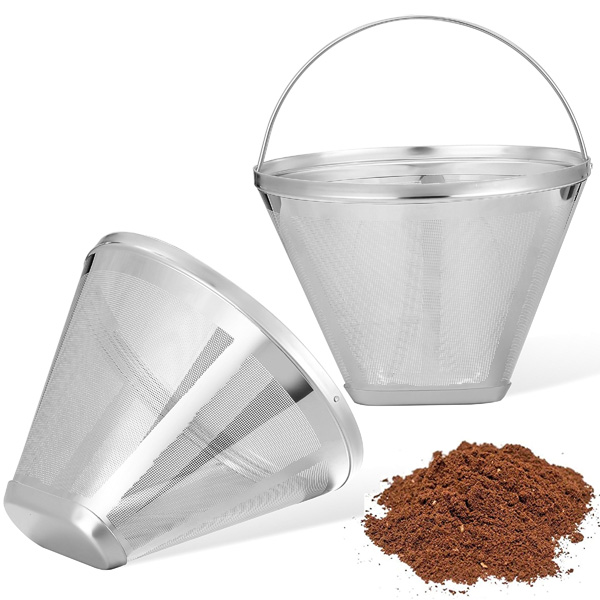 VAQINED Reusable #4 Cone Coffee Filters for Ninja Dual Brew Pro Coffee Makers,Compatible with Ninja CFP301 CFP201,8-12 Cup Stainless Steel Basket